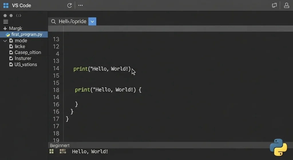 Python for beginners first program in VS Code editor