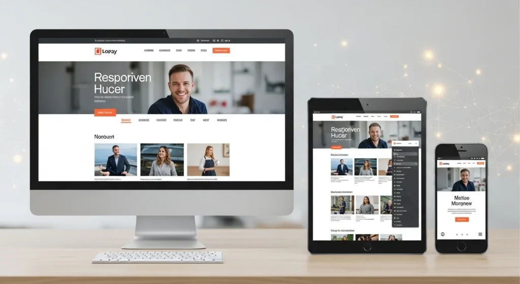 Responsive website displayed on desktop, tablet,
and mobile screens