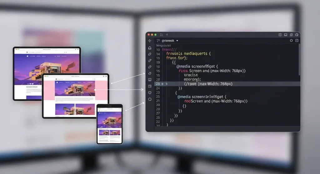 CSS media queries code example for building a
responsive website