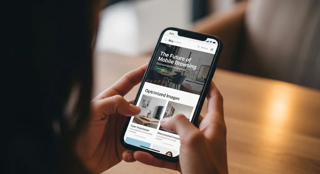 Person browsing a mobile-friendly website on a smartphone