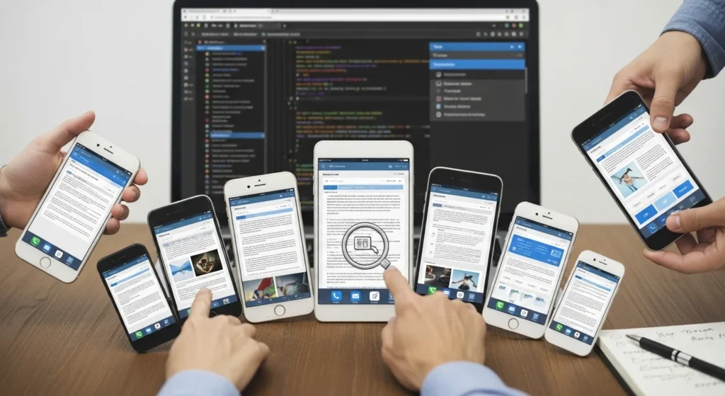 Testing a mobile-friendly website across multiple real devices