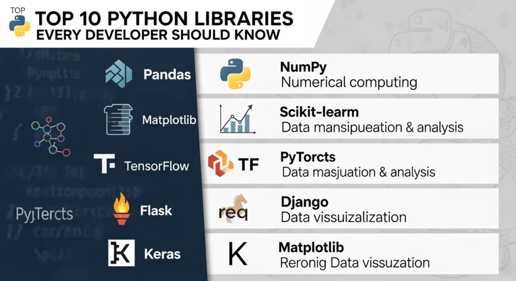 Visual showcase of the top 10 Python libraries every developer should know